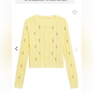 NWT MANGO Flowers Knit Button-Down Cardigan